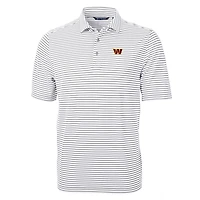 Men's Cutter & Buck Gray Washington Commanders Big & Tall Virtue Eco Pique Stripe Polo