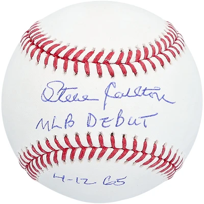 Steve Carlton Philadelphia Phillies Autographed Baseball with ''MLB DEBUT 4-12-65'' Inscription
