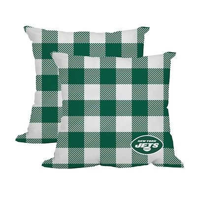 New York Jets 2-Pack Buffalo Check Plaid Outdoor Pillow Set
