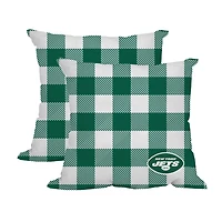 New York Jets 2-Pack Buffalo Check Plaid Outdoor Pillow Set
