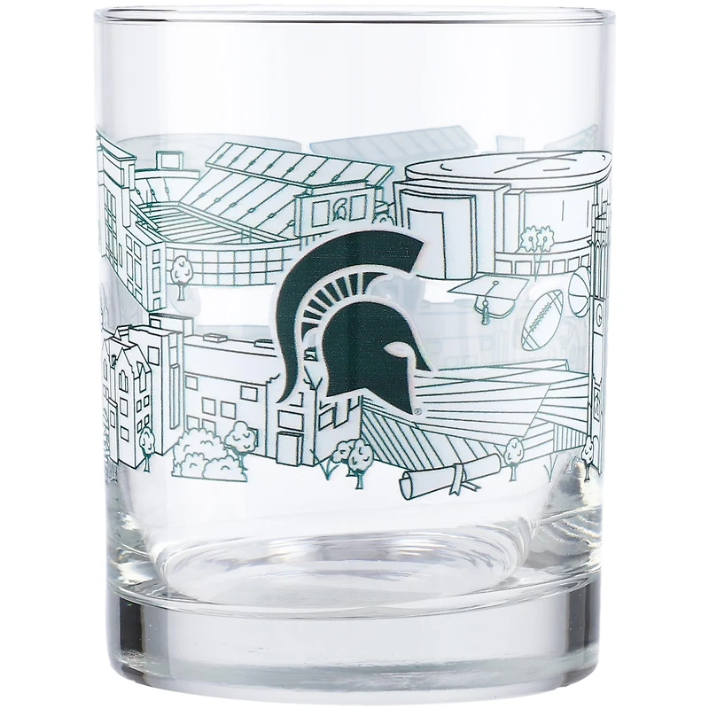 Michigan State Spartans 14oz. Campus Line Art Rocks Glass