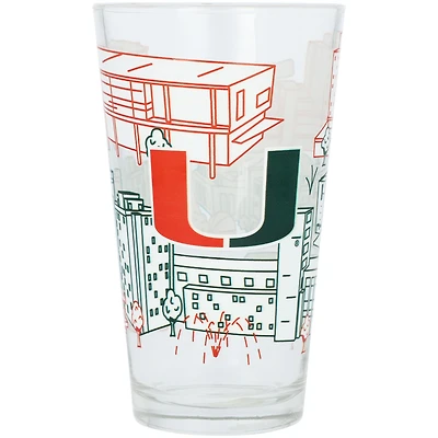Miami Hurricanes 16oz. Campus Line Art Pint Glass