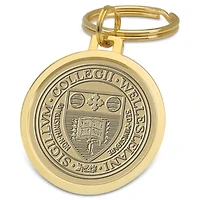 Gold Wellesley Blue Logo Split-Wire Key Ring