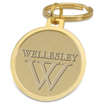 Gold Wellesley Blue Team Logo Split-Wire Key Ring