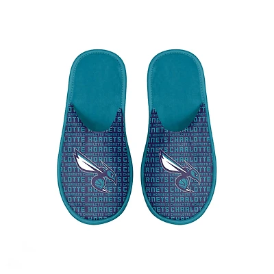 Youth FOCO Charlotte Hornets Scuff Wordmark Slide Slippers