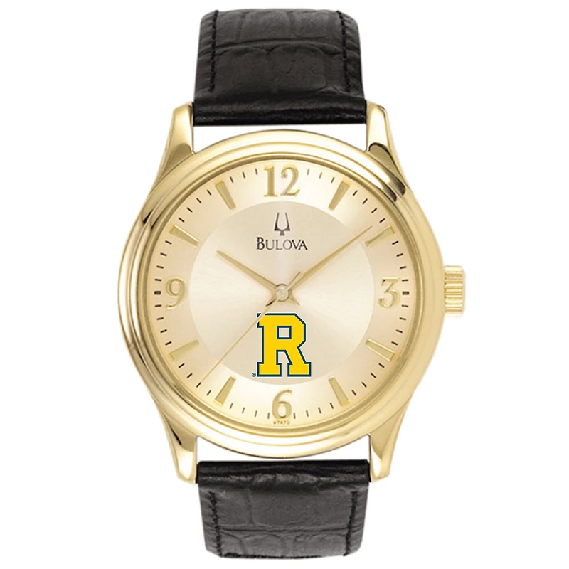 Bulova Gold Rochester Yellow Jackets Stainless Steel Watch with Leather Band