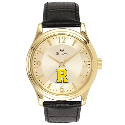 Bulova Gold Rochester Yellow Jackets Stainless Steel Watch with Leather Band