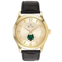 Bulova Gold Binghamton Bearcats Stainless Steel Watch with Leather Band