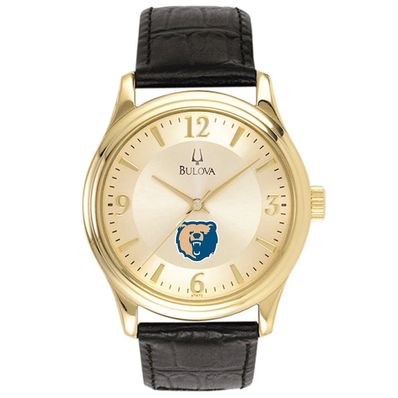 Bulova Gold Morgan State Bears Stainless Steel Watch with Leather Band