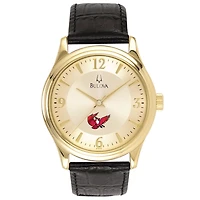Bulova Gold Keene State Owls Stainless Steel Watch with Leather Band