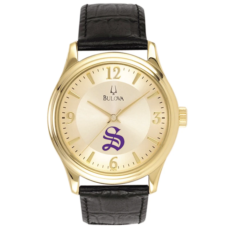 Bulova Gold University of the South Tigers Stainless Steel Watch with Leather Band