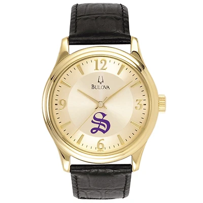 Bulova Gold University of the South Tigers Stainless Steel Watch with Leather Band
