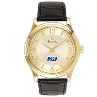 Bulova Gold Marymount Saints Stainless Steel Watch with Leather Band