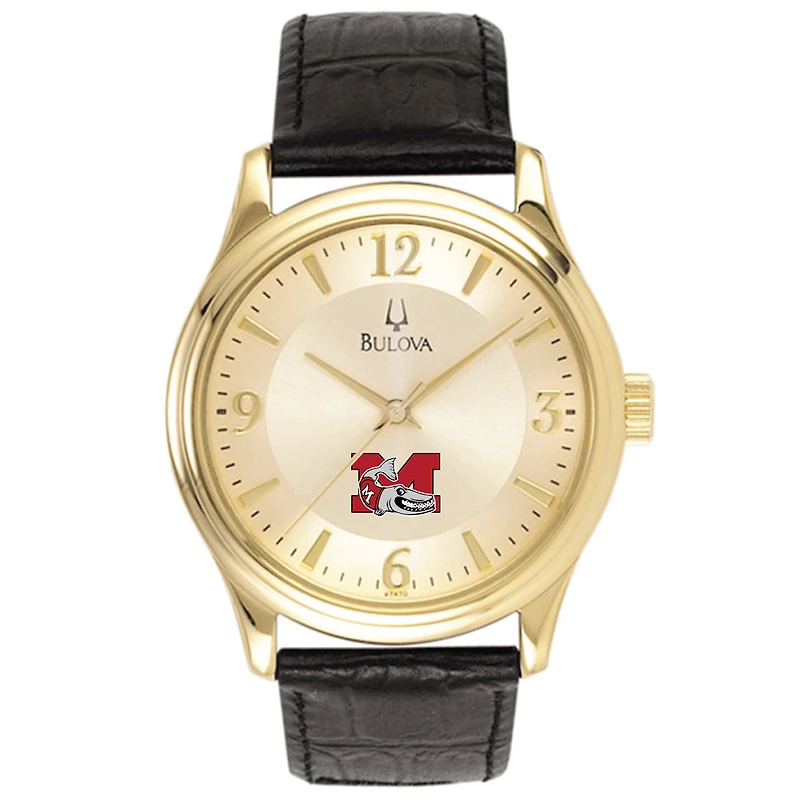 Bulova Gold Muskingum Muskies Stainless Steel Watch with Leather Band