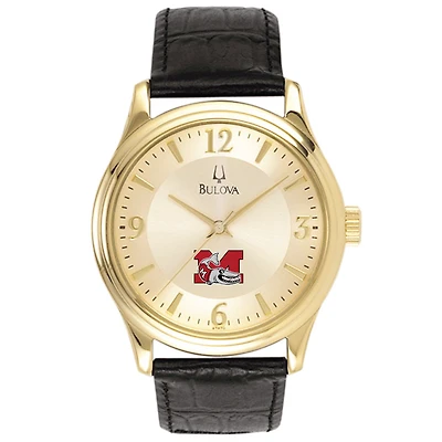 Bulova Gold Muskingum Muskies Stainless Steel Watch with Leather Band