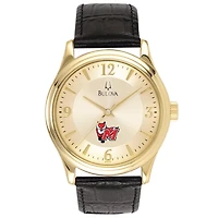 Bulova Gold Marist Red Foxes Stainless Steel Watch with Leather Band
