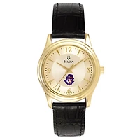 Women's Bulova Gold Evansville Purple Aces Stainless Steel Watch with Leather Band
