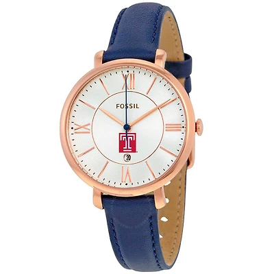 Women's Fossil Navy Temple Owls Jacqueline Leather Watch