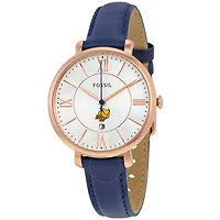 Women's Fossil Navy Rowan Profs Jacqueline Leather Watch