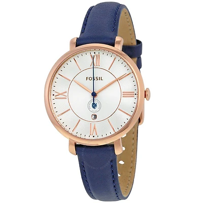 Women's Fossil Navy Macalester Scots Jacqueline Leather Watch