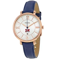 Women's Fossil Navy Muskingum Muskies Jacqueline Leather Watch