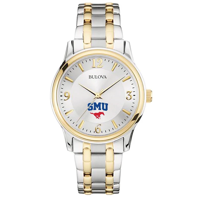 Bulova Silver SMU Mustangs Classic Two-Tone Round Watch