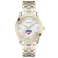 Bulova Silver SMU Mustangs Classic Two-Tone Round Watch