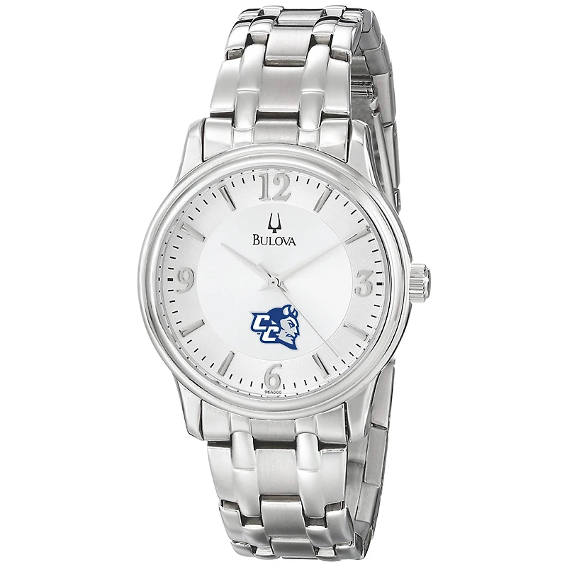 Men's Bulova Silver Central Connecticut State Blue Devils