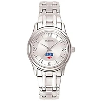 Women's Bulova Silver SMU Mustangs Stainless Steel Quartz Watch