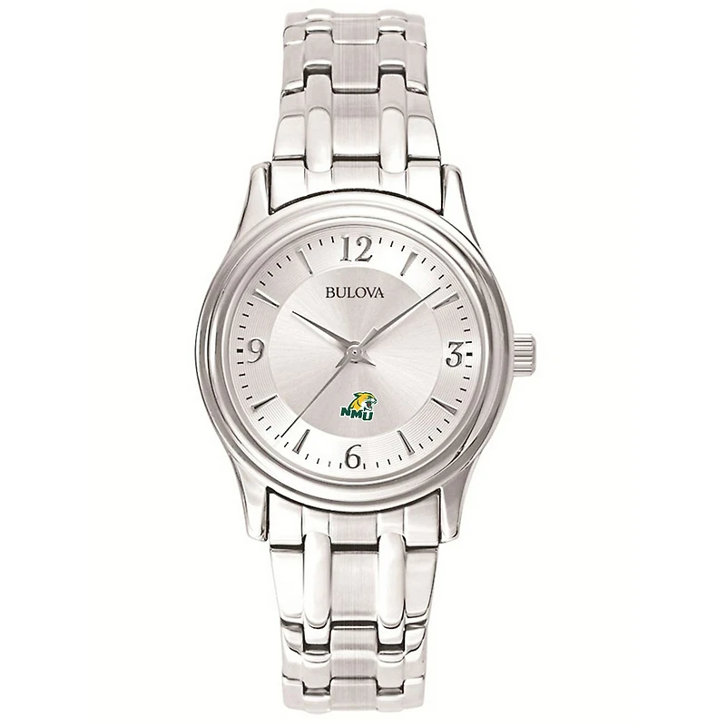Women's Bulova Silver Northern Michigan Wildcats Stainless Steel Quartz Watch