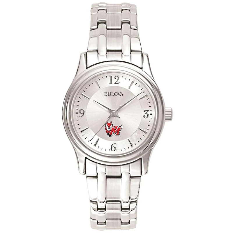 Women's Bulova Silver Marist Red Foxes Stainless Steel Quartz Watch