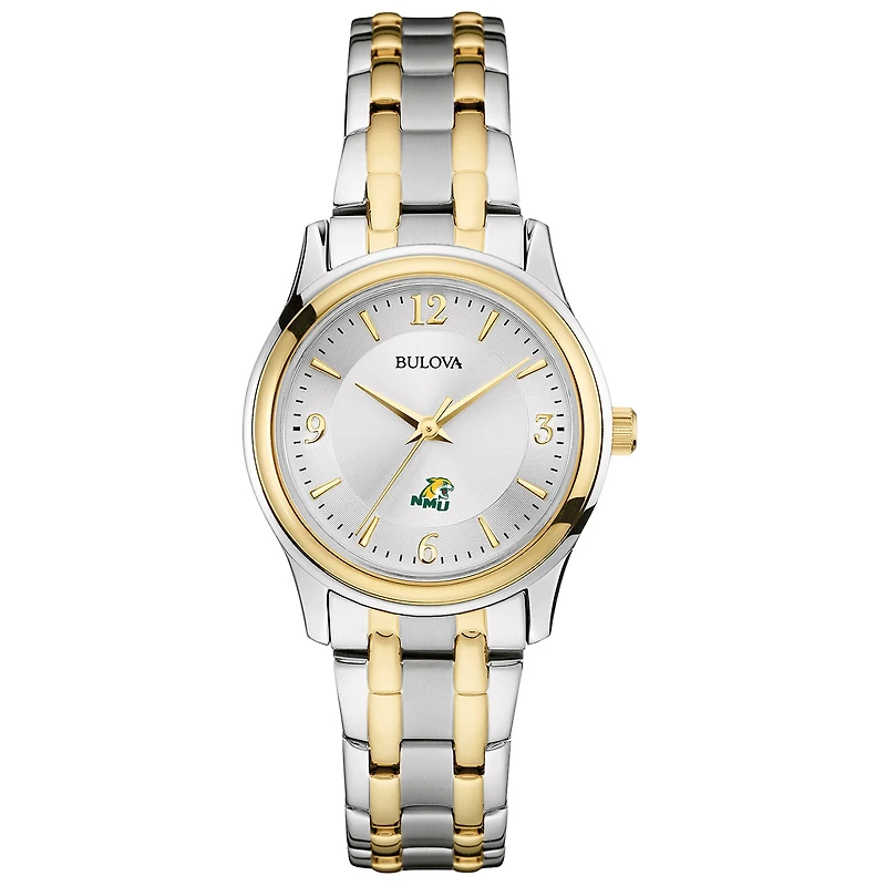Women's Bulova Silver Northern Michigan Wildcats Classic Two-Tone Round Watch