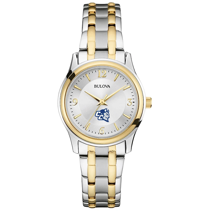 Women's Bulova Silver Central Connecticut State Blue Devils Classic Two-Tone Round Watch