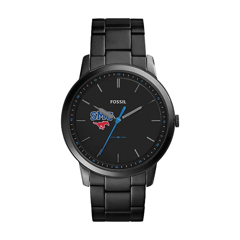 Fossil Black SMU Mustangs The Minimalist Slim Stainless Steel Watch