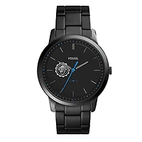 Fossil Black Robert Morris Colonials The Minimalist Slim Stainless Steel Watch