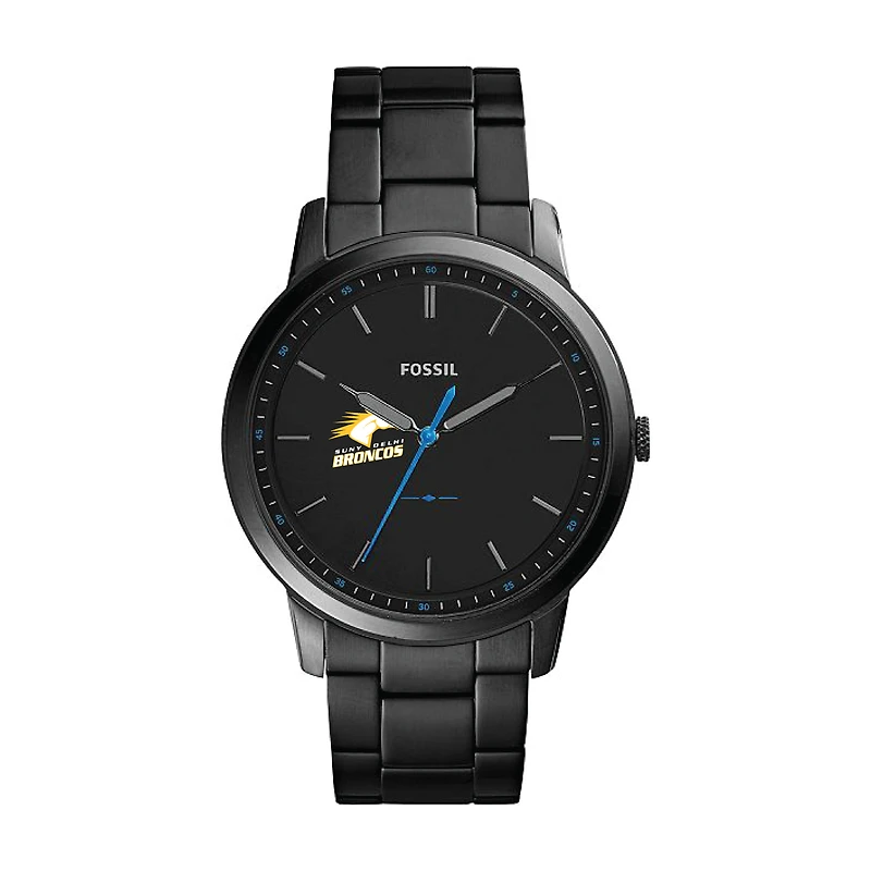 Fossil Black SUNY Delhi Broncos The Minimalist Slim Stainless Steel Watch