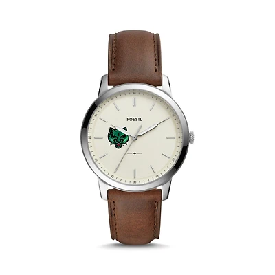 Fossil Silver Binghamton Bearcats The Minimalist Brown Leather Watch