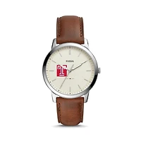 Fossil Silver Temple Owls The Minimalist Brown Leather Watch