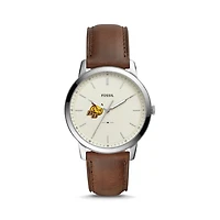 Fossil Silver Rowan Profs The Minimalist Brown Leather Watch