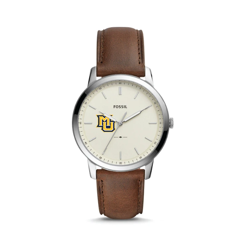 Fossil Silver Marquette Golden Eagles The Minimalist Brown Leather Watch