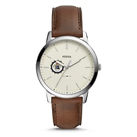 Fossil Silver Robert Morris Colonials The Minimalist Brown Leather Watch