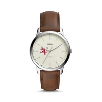 Fossil Silver Phillips Exeter Academy Big Red The Minimalist Brown Leather Watch