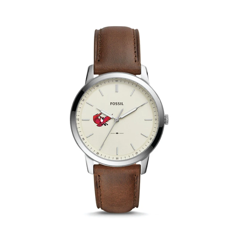 Fossil Silver Keene State Owls The Minimalist Brown Leather Watch