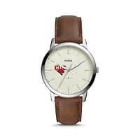 Fossil Silver Concordia University (IL) Cougars The Minimalist Brown Leather Watch
