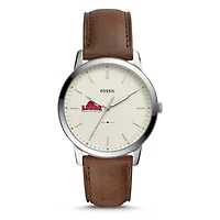 Fossil Silver Lamar Cardinals The Minimalist Brown Leather Watch