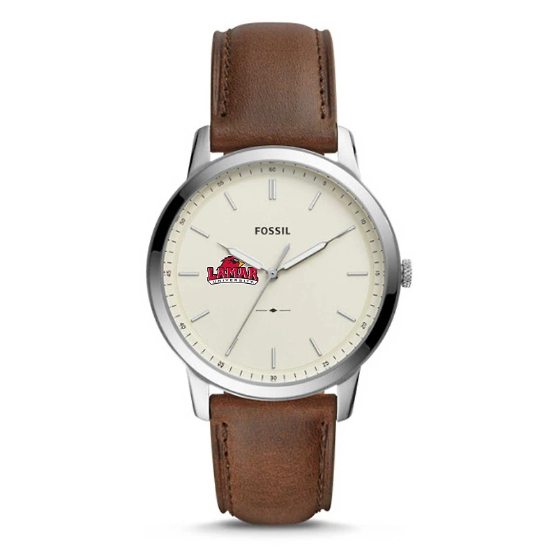 Fossil Silver Lamar Cardinals The Minimalist Brown Leather Watch