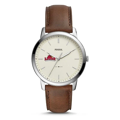 Fossil Silver Lamar Cardinals The Minimalist Brown Leather Watch