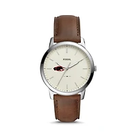 Fossil Silver Claflin Panthers The Minimalist Brown Leather Watch