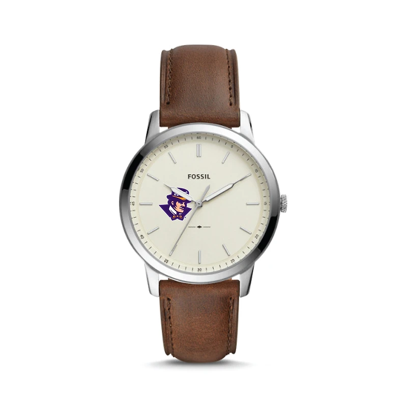Fossil Silver Evansville Purple Aces The Minimalist Brown Leather Watch
