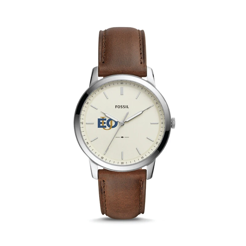 Fossil Silver Eastern Oregon Mountaineers The Minimalist Brown Leather Watch